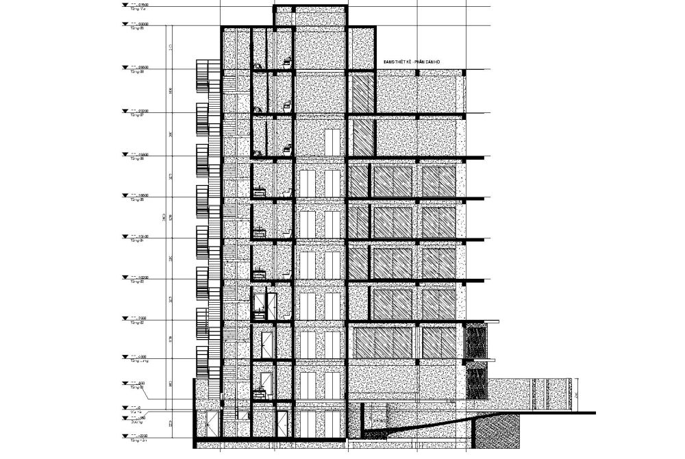 Hồ sơ thiết kế văn phòng 9 tầng - diện tích đất 500m2