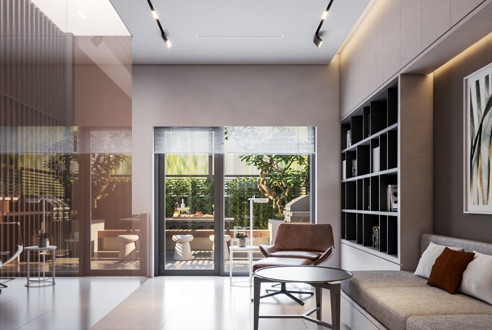 Nội thất phòng thư viện nhà phố  31m2